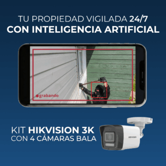 Kit TurboHD 3K (5 Megapixel) (CON INSTALACIÓN) / DVR 4 Canales / 4 Cámaras Bala para Exterior y Metal / Micrófono Integrado